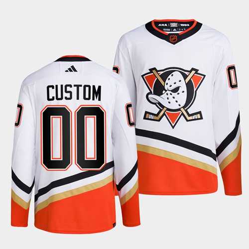 Mens Anaheim Ducks Custom White 2022-23 Reverse Retro Stitched Jersey